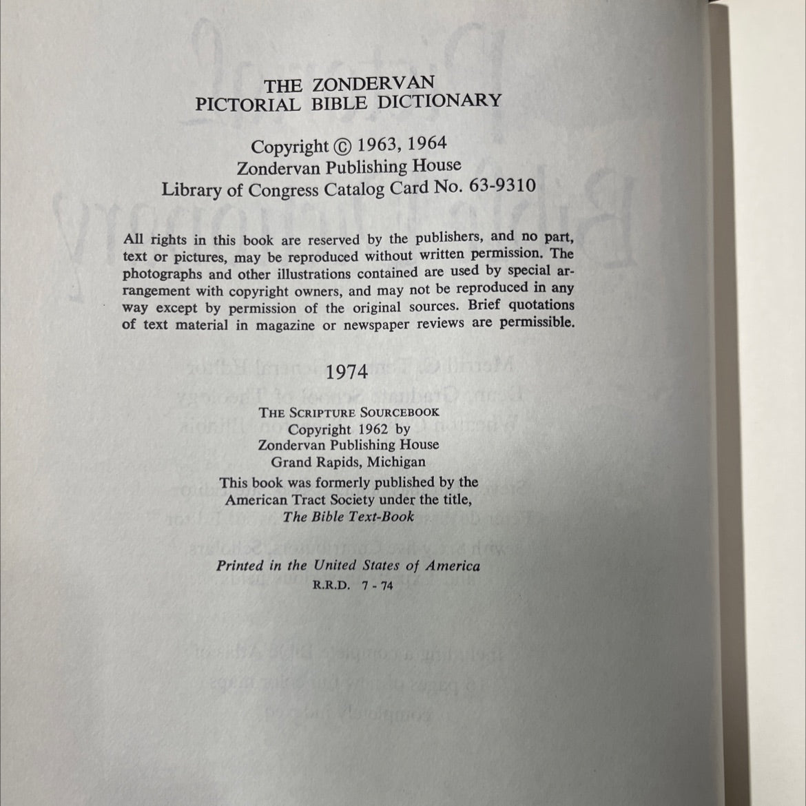 pictorial bible dictionary book, by merrill c. tenney, 1974 Hardcover image 3