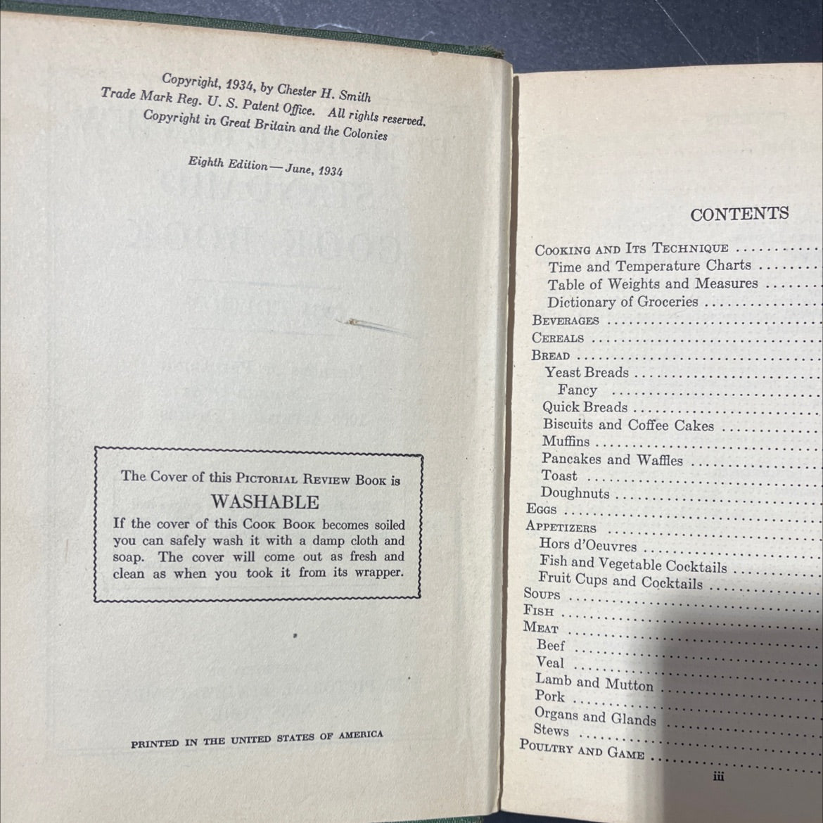 pictorial review standard cook book book, by Chester H. Smith, 1934 Hardcover image 3