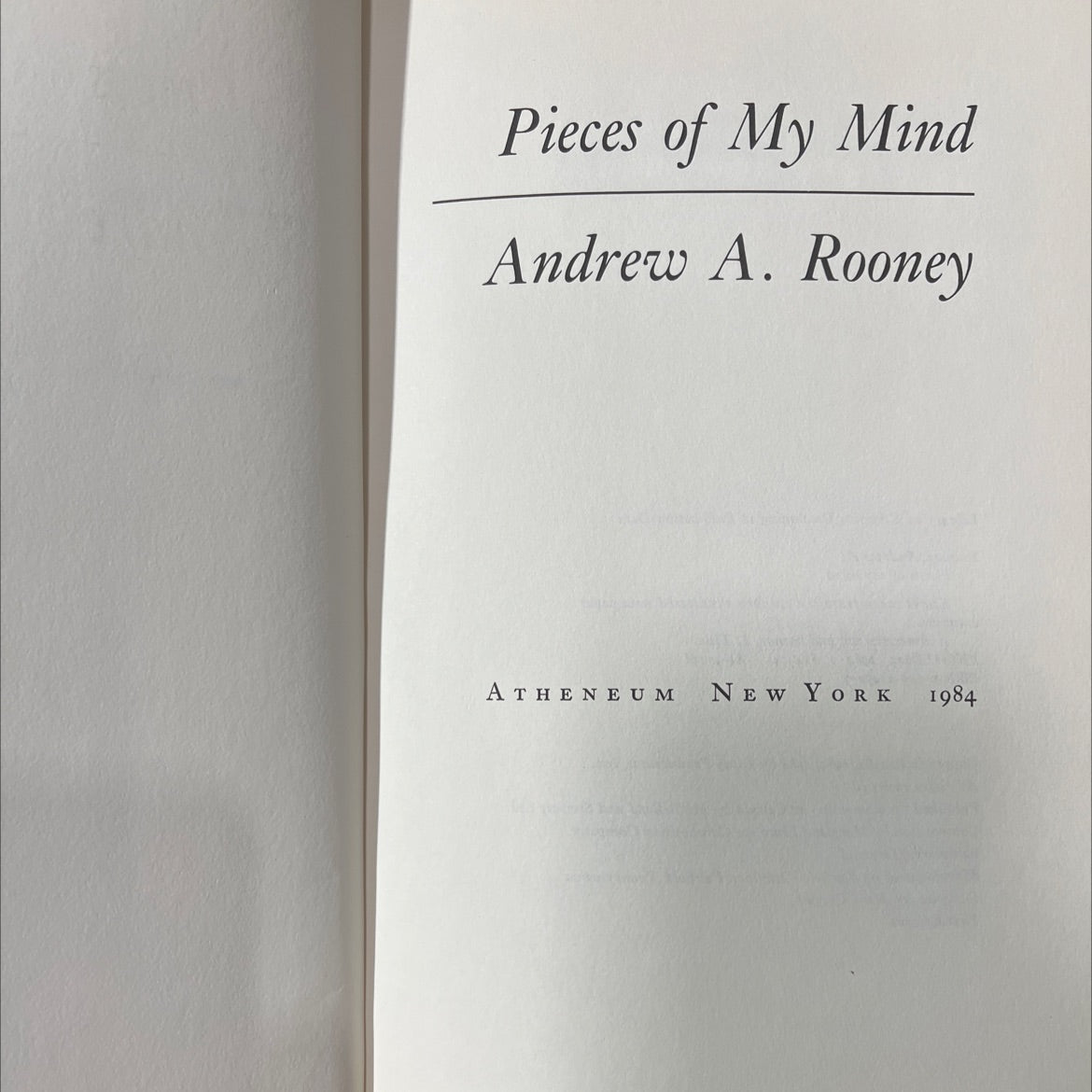 pieces of my mind book, by andrew a. rooney, 1984 Hardcover image 2