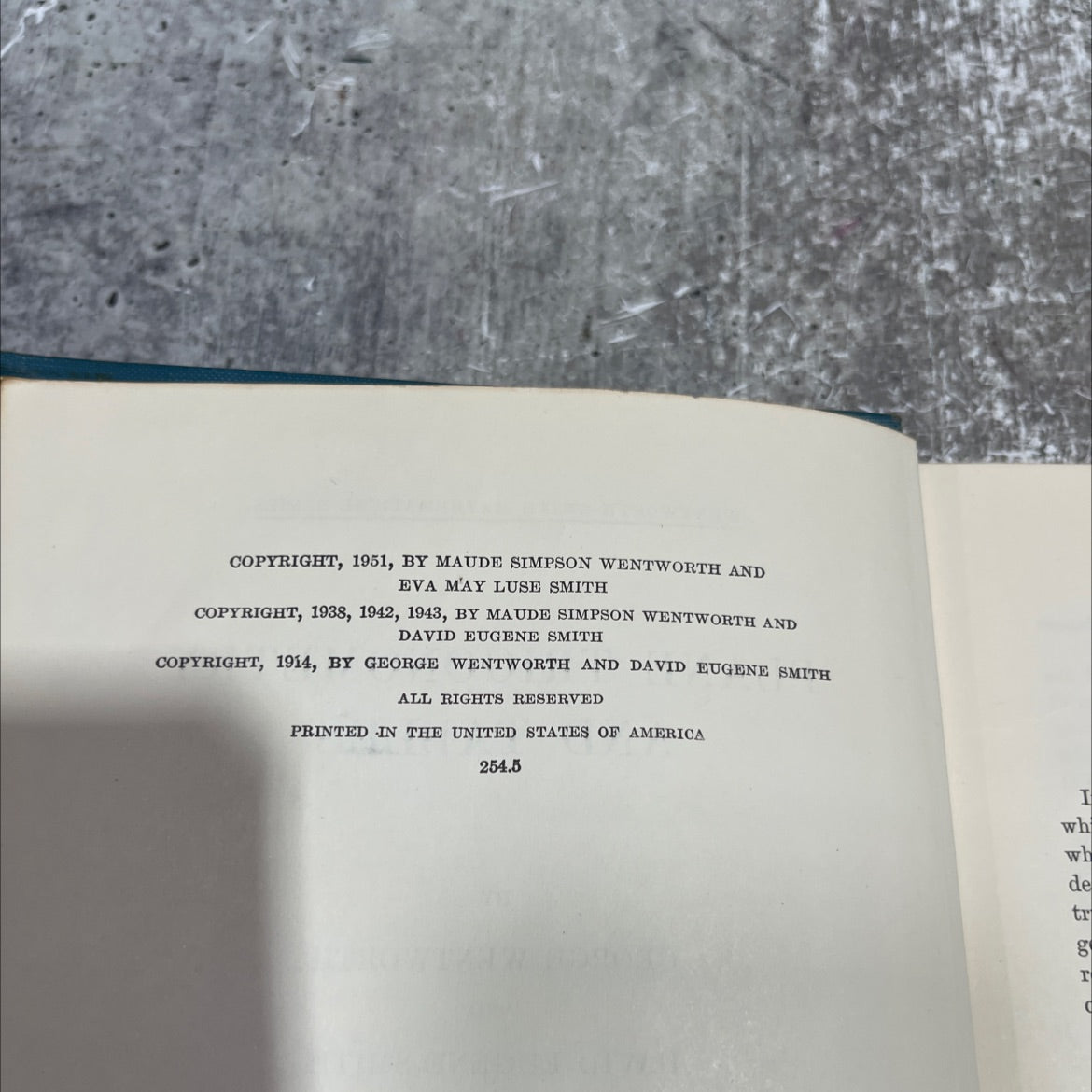 plane trigonometry and tables book, by george wentworth and david eugene smith, 1951 Hardcover image 3