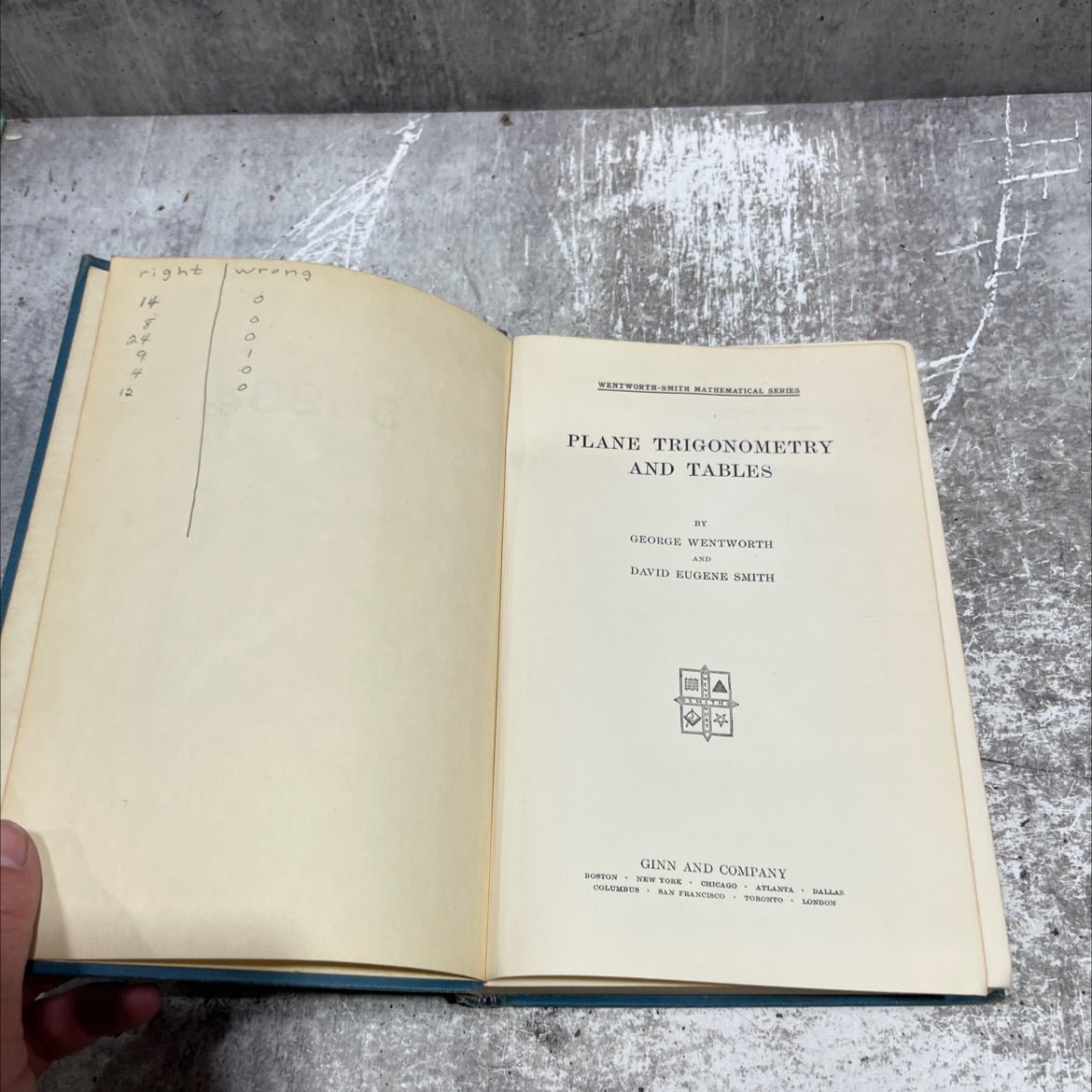 plane trigonometry and tables book, by george wentworth and david eugene smith, 1951 Hardcover image 2