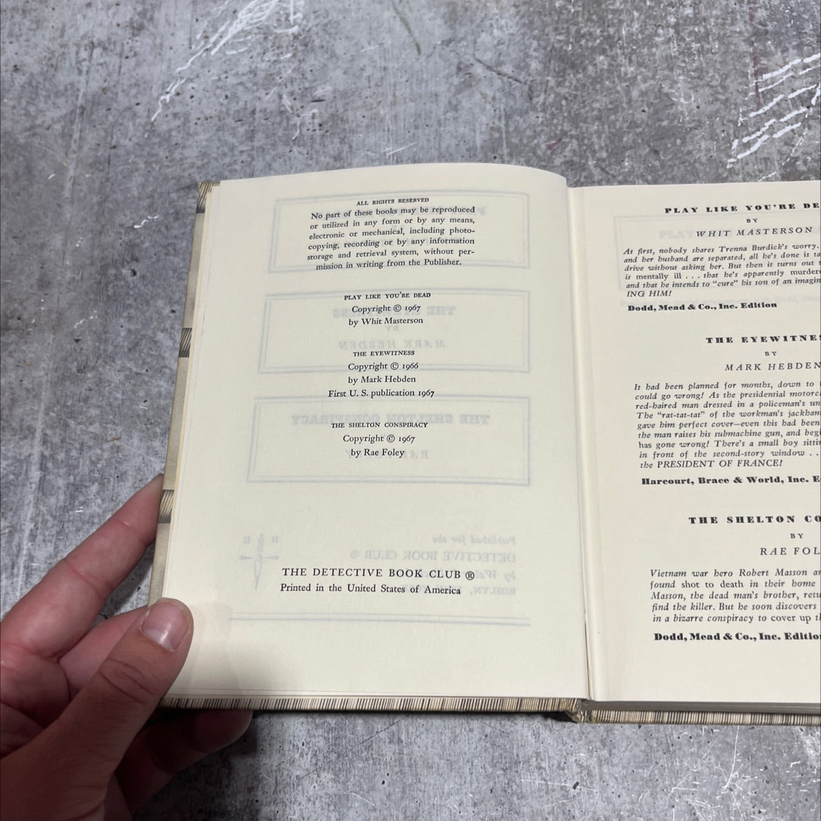 play like you're dead book, by whit masterson, 1967 Hardcover image 3