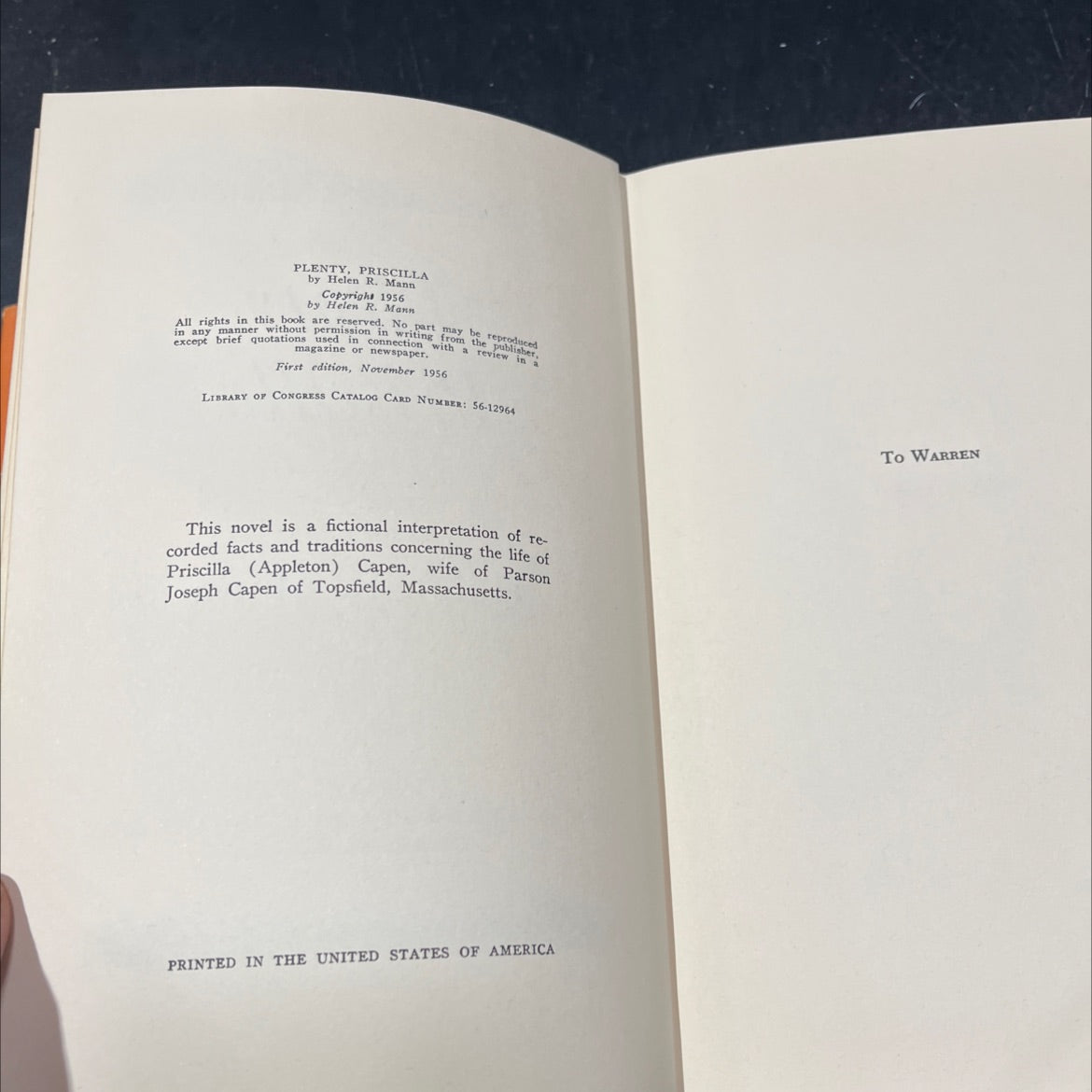 SIGNED plenty, priscilla book, by Helen R. Mann, 1956 Hardcover, First Edition, Rare, Vintage image 3