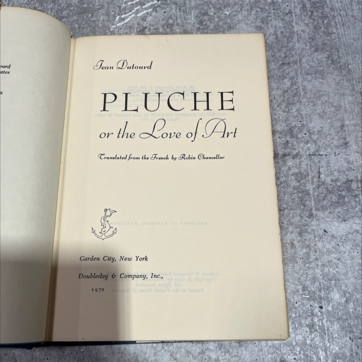 pluche or the love of art book, by jean dutourd, 1970 Hardcover image 2