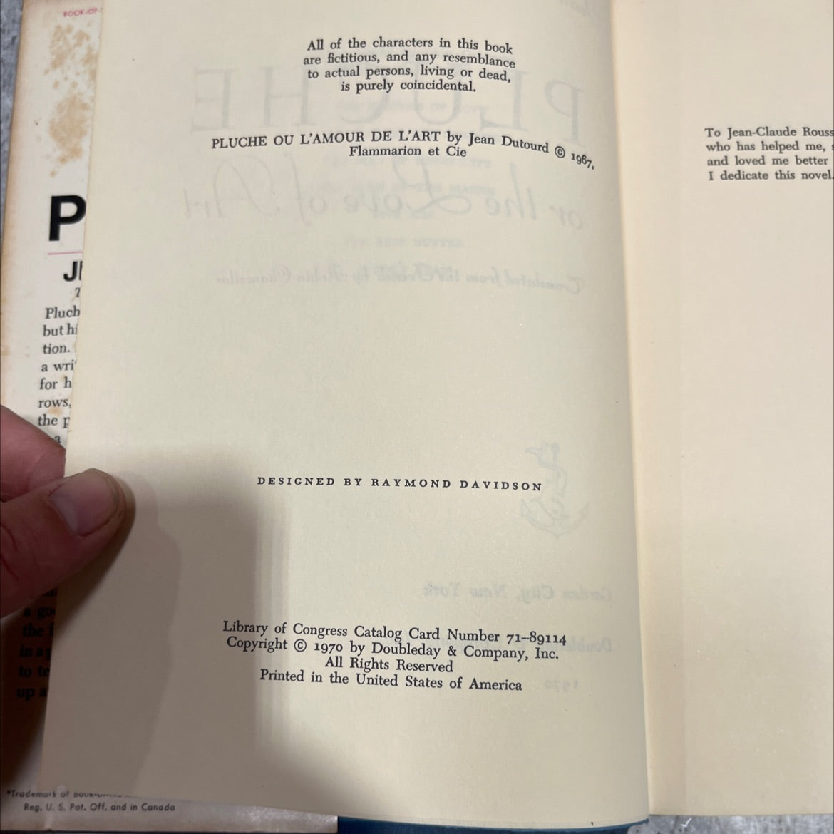 pluche or the love of art book, by jean dutourd, 1970 Hardcover image 3