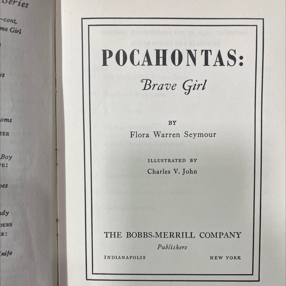 pocahontas: brave girl book, by Flora Warren Seymour, 1946 Hardcover image 2