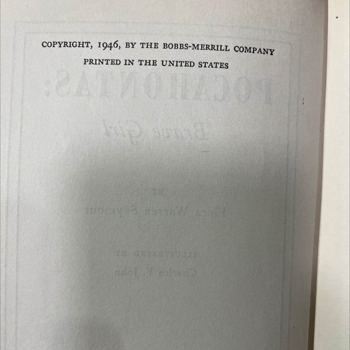 pocahontas: brave girl book, by Flora Warren Seymour, 1946 Hardcover image 3