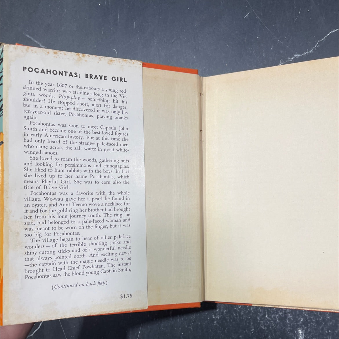 pocahontas: brave girl book, by Flora Warren Seymour, 1946 Hardcover image 4