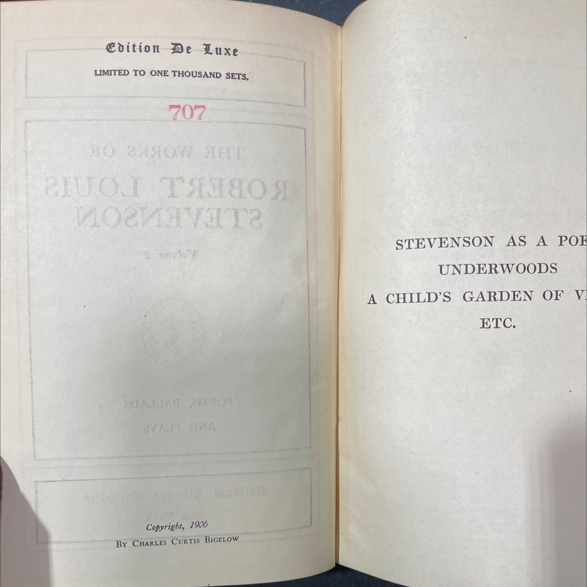 poems, ballads and plays book, by robert louis stevenson, 1906 Leather image 3