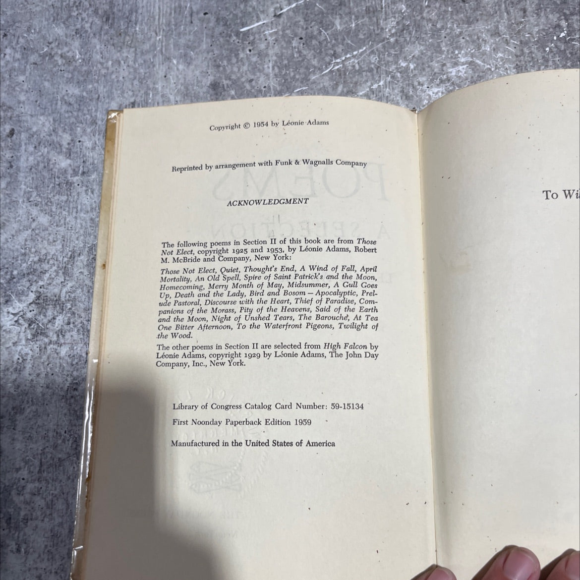poems a selection book, by léonie adams, 1954 Hardcover image 3