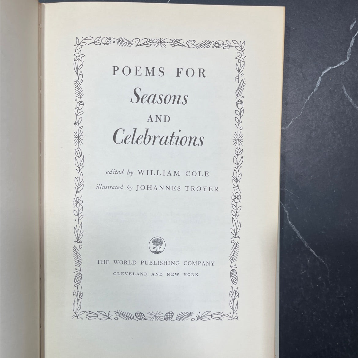 poems for seasons and celebrations book, by William Cole, 1961 Hardcover image 2