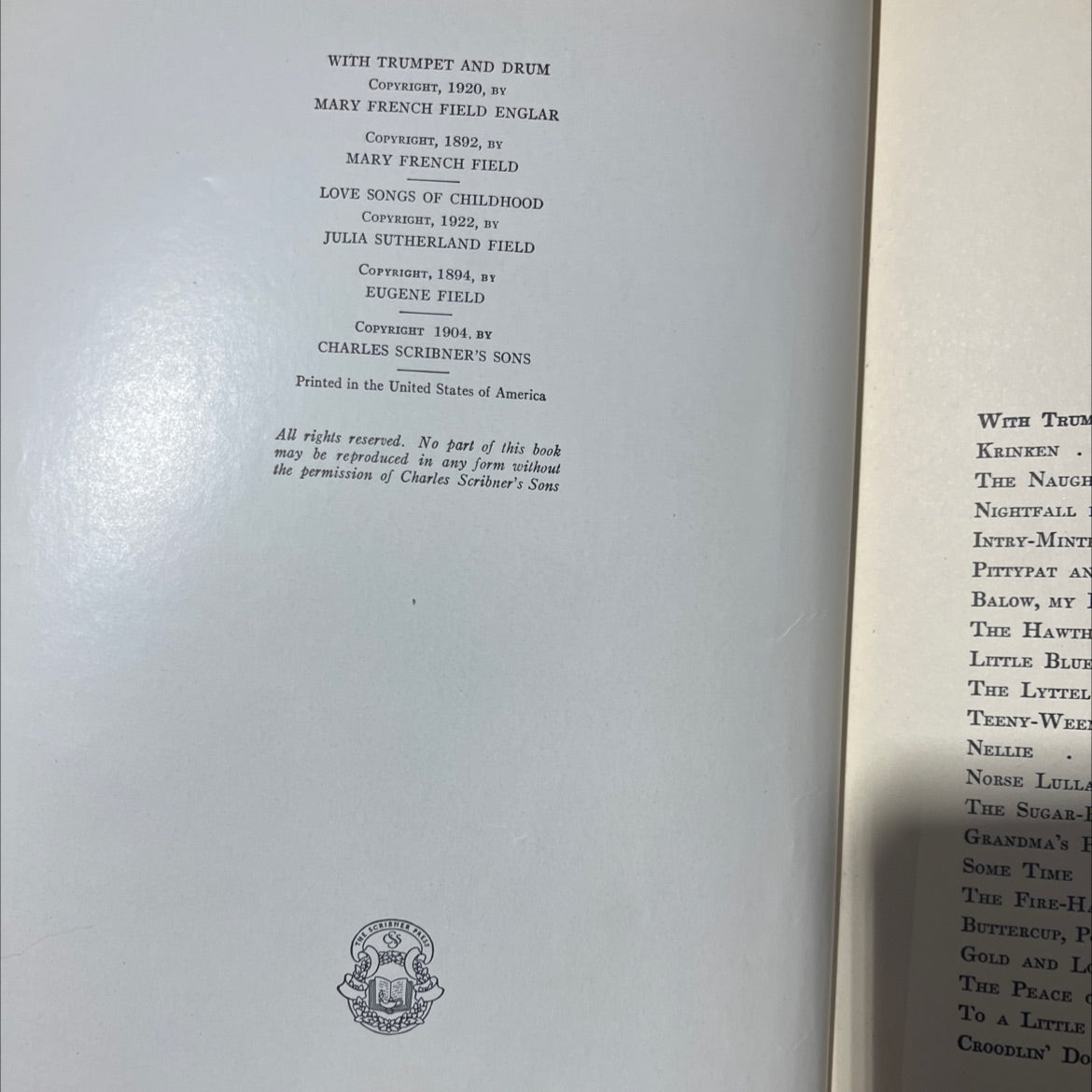poems of childhood book, by evgene field, 1922 Hardcover image 3