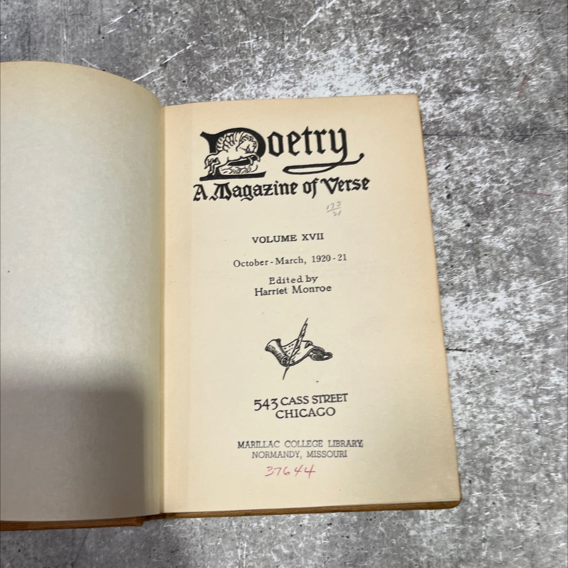 poetry. a magazine of verse volume xvii october-march, 1920-21 book, by Harriet Monroe, 1921 Hardcover image 2