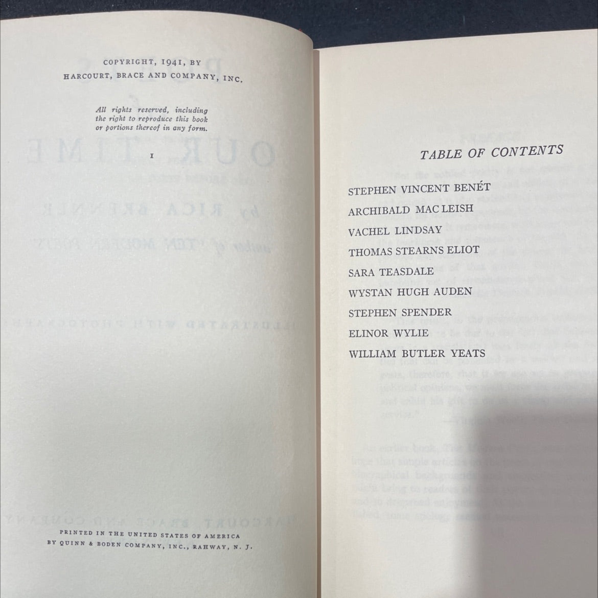poets of our time book, by rica brenner, 1941 Hardcover image 3