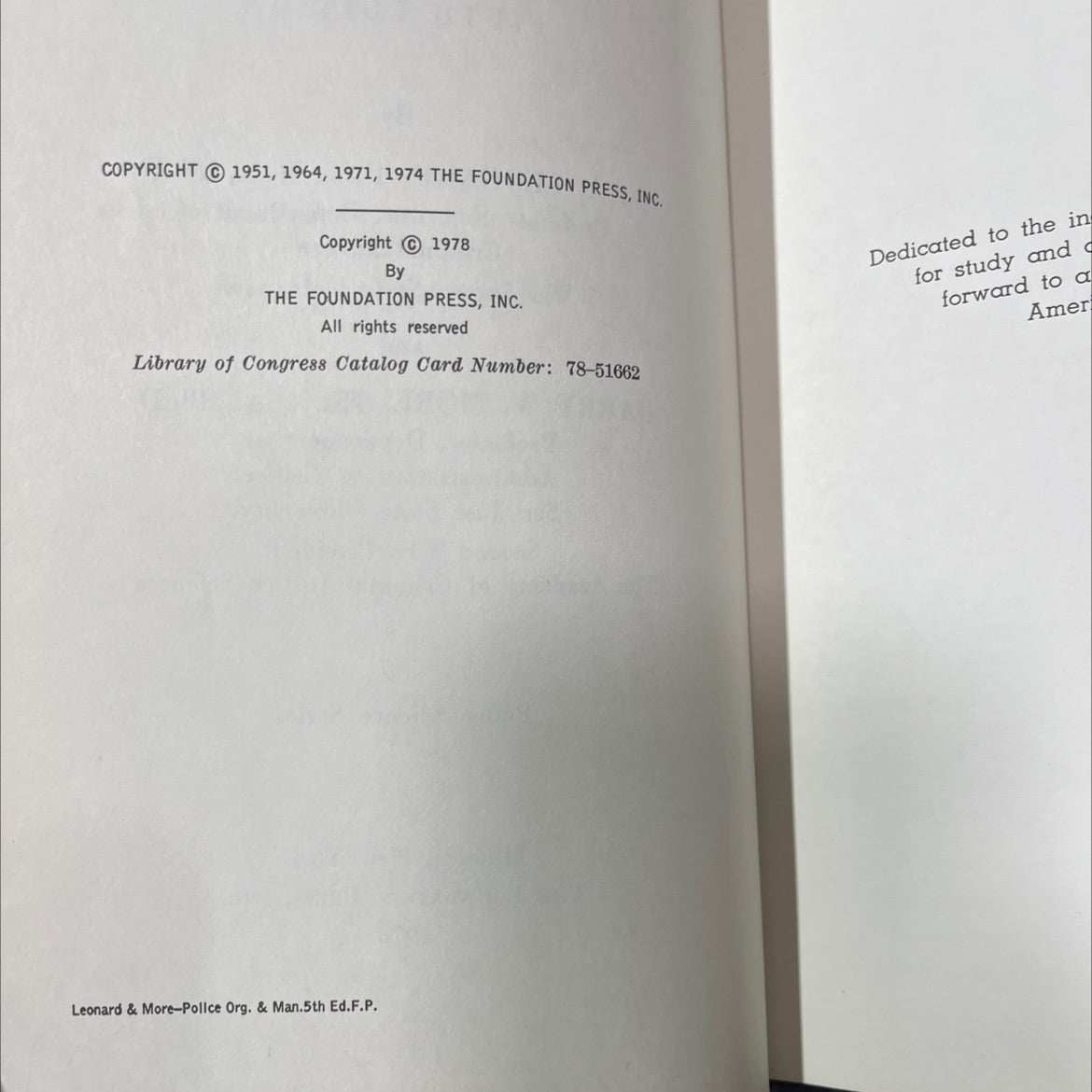 police organization and management book, by v. a. leonard, harry w. more, jr., 1978 Hardcover image 3