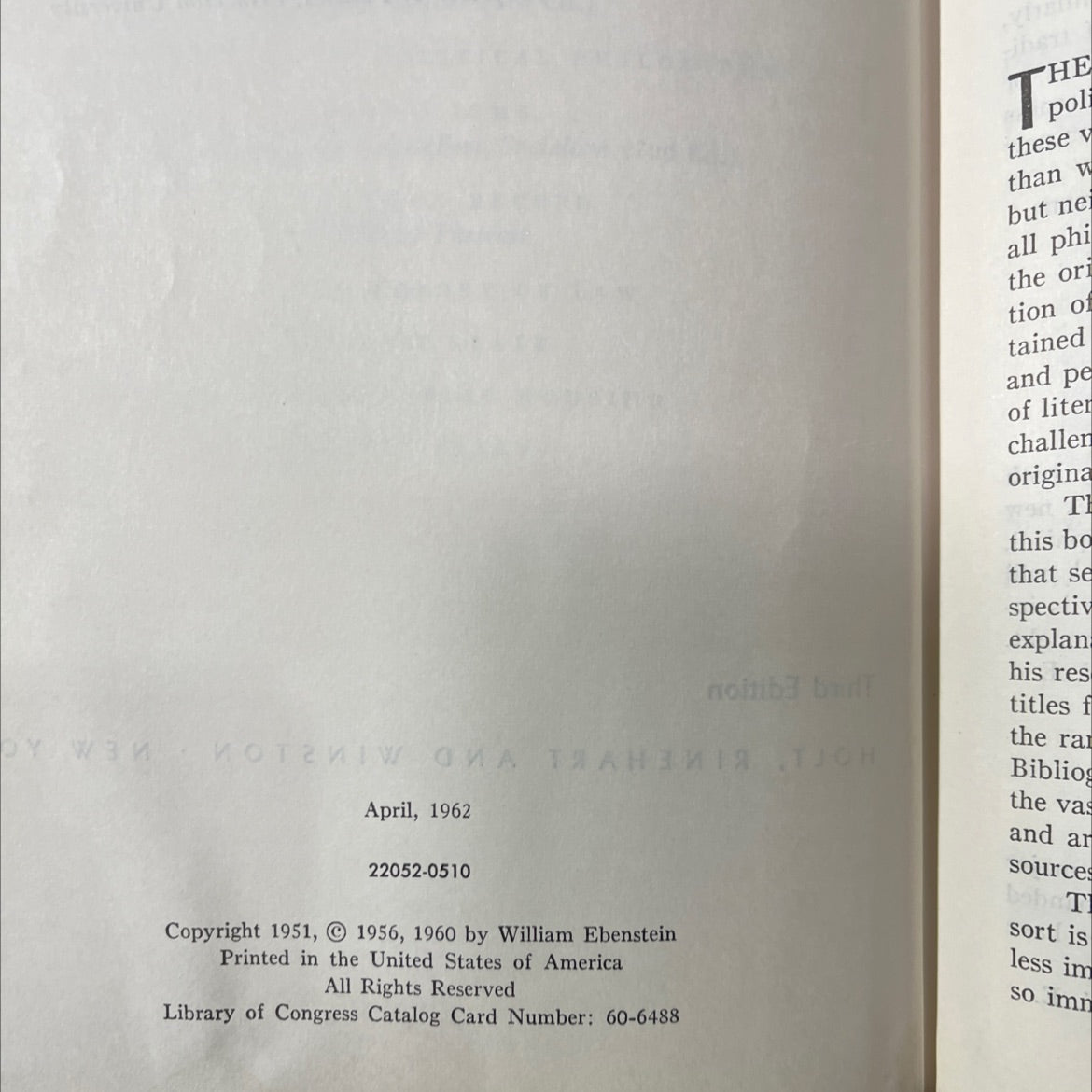 political philosophy in perspective book, by william ebenstein, 1962 Hardcover image 3