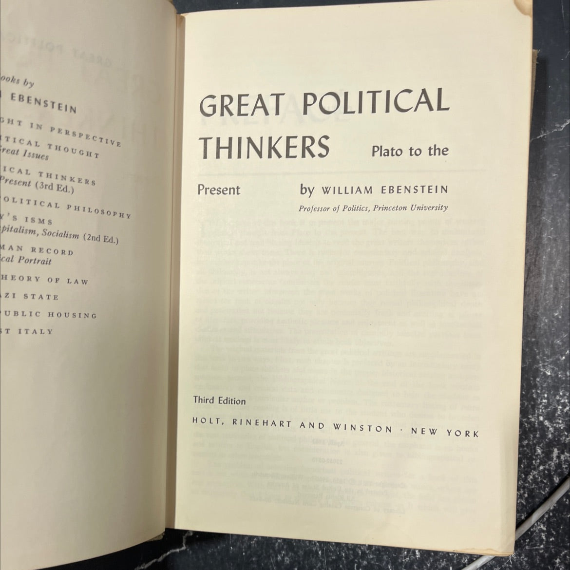 political philosophy in perspective book, by william ebenstein, 1962 Hardcover image 2