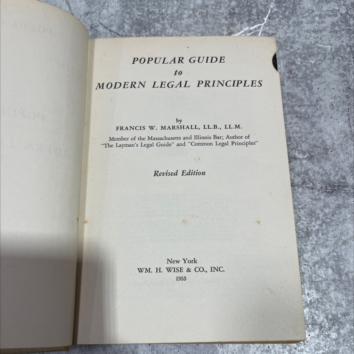 popular guide to modern legal principles book, by francis w. marshall, 1953 Hardcover image 2