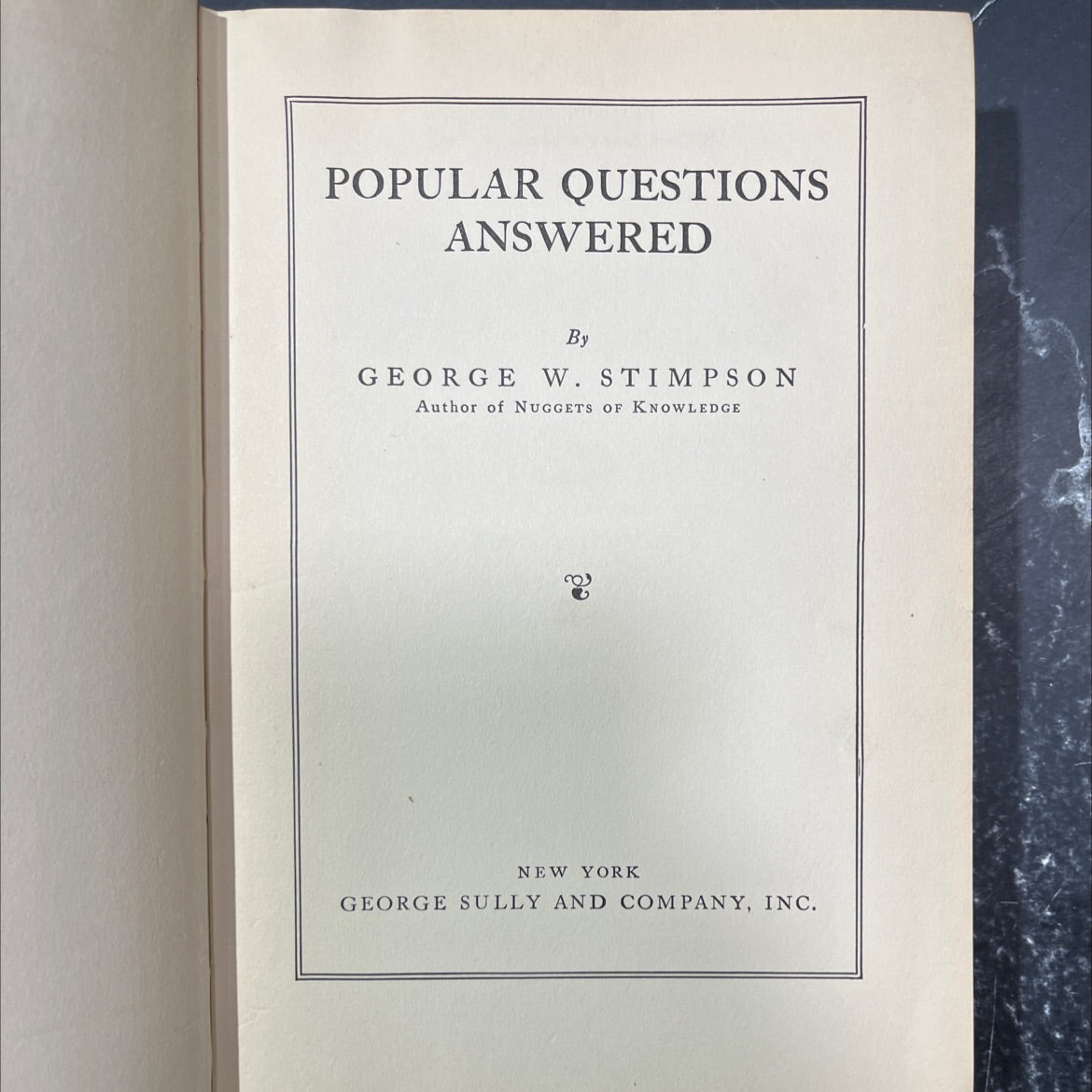 popular questions answered book, by george w. stimpson, 1930 Hardcover image 2