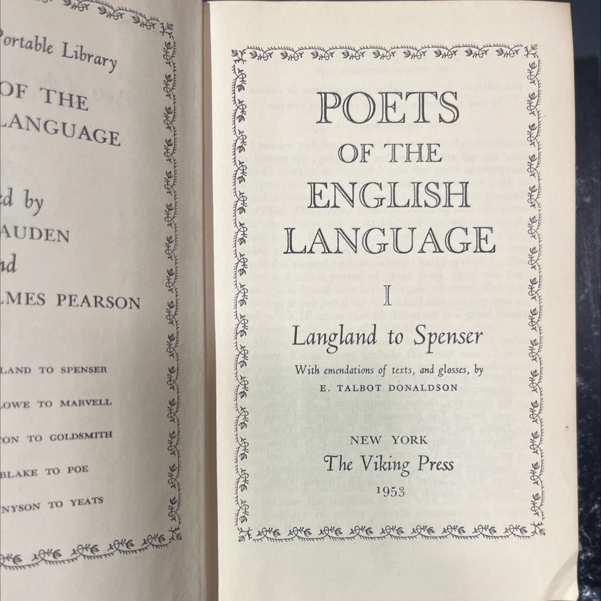 portable library of the language book, by e. talbot donaldson, 1953 Hardcover image 2