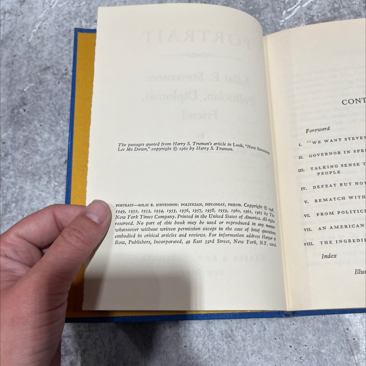 portrait adlai e. stevenson: politician, diplomat, friend book, by alden whitman, 1965 Hardcover image 3