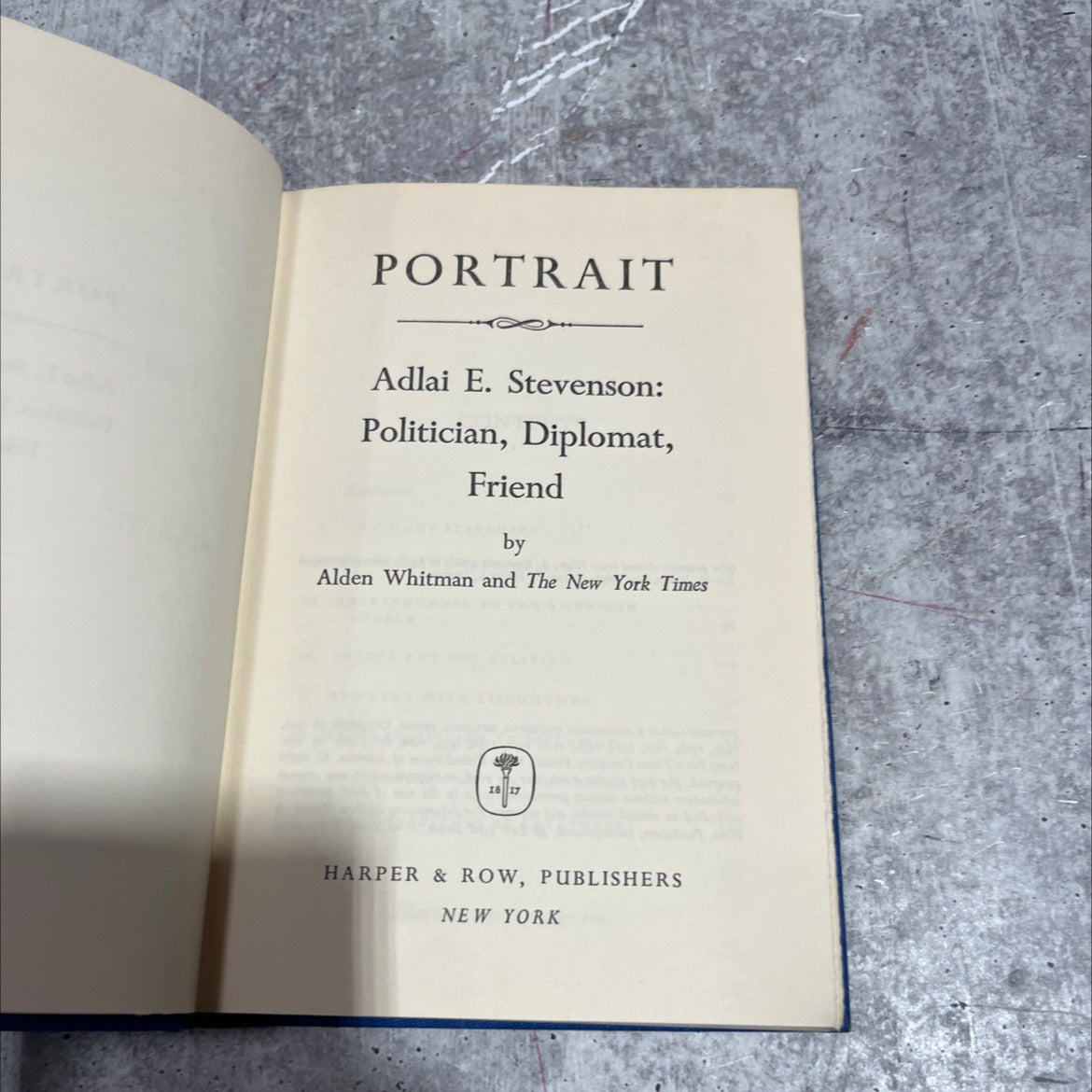 portrait adlai e. stevenson: politician, diplomat, friend book, by alden whitman, 1965 Hardcover image 2