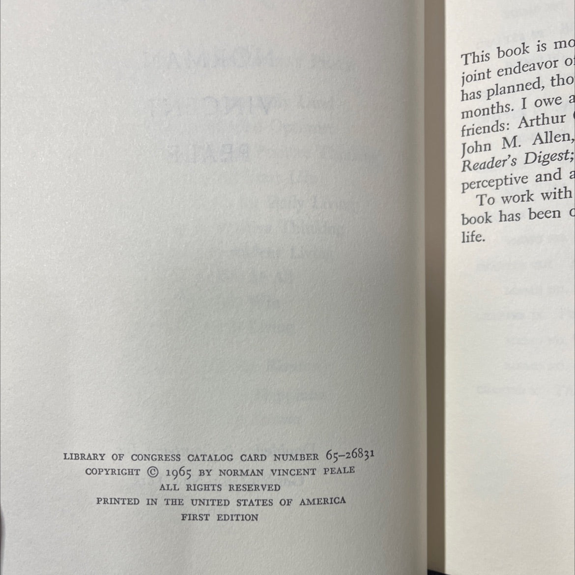 positive thinking book, by norman vincent peale, 1965 Hardcover image 3