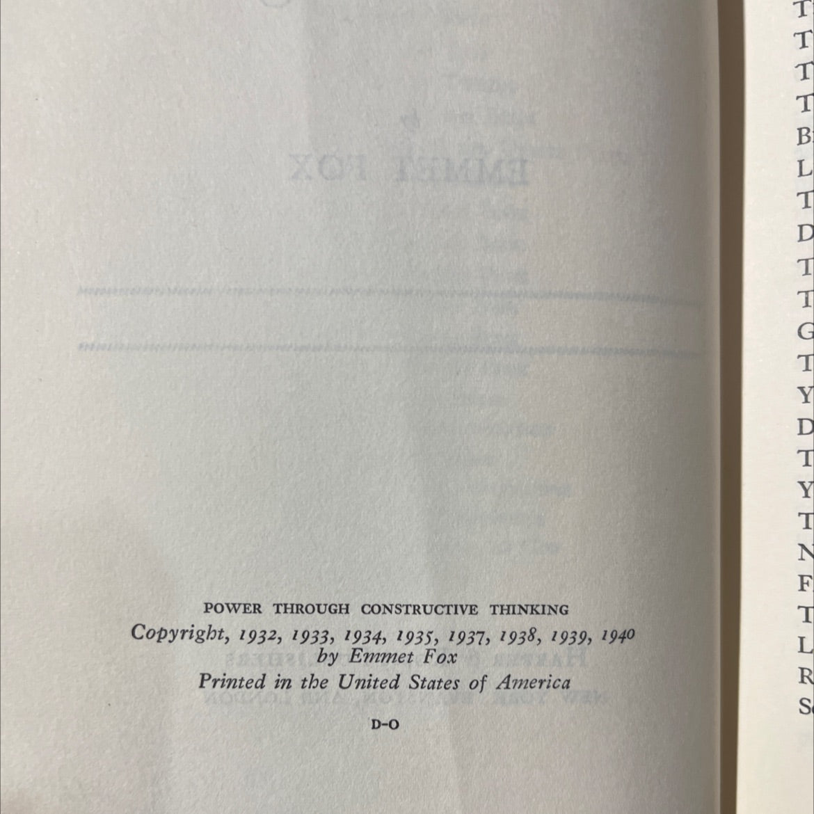 power through constructive thinking book, by emmet fox, 1940 Hardcover image 3