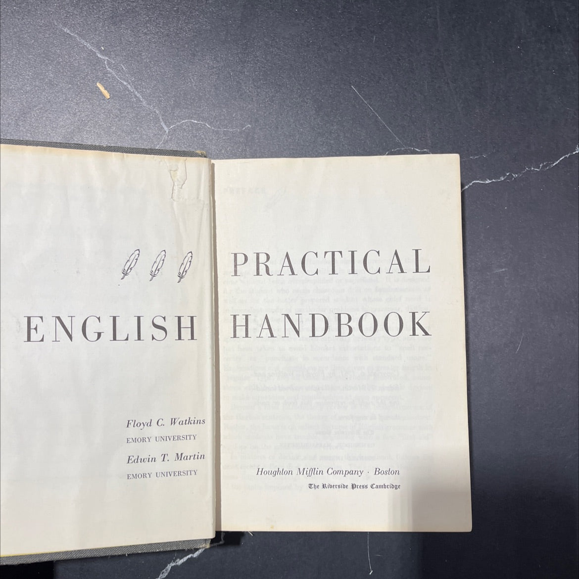 practical english handbook book, by Floyd C. Watkins, Edwin T. Martin, 1961 Hardcover image 2