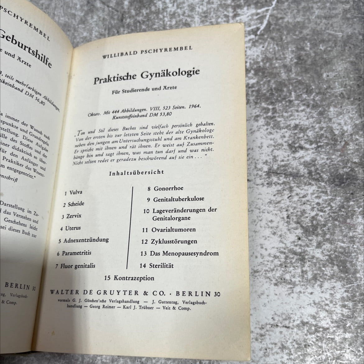 practical gynecology for students and doctors book, by willibald pschyrembel, 1964 Hardcover image 2
