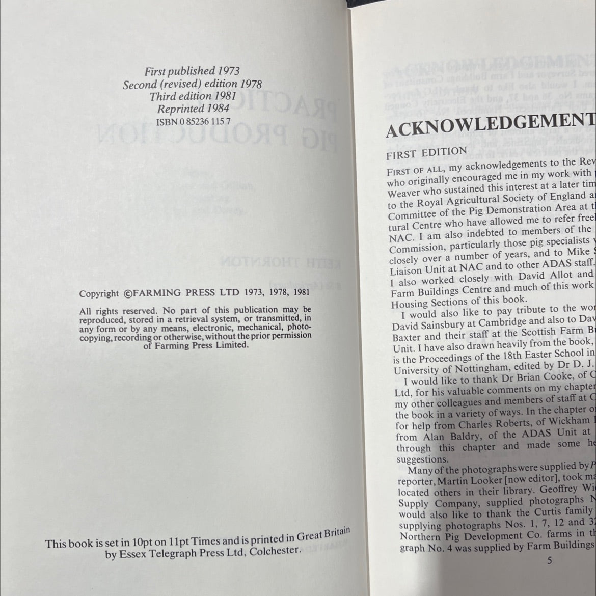 practical pig production book, by keith thornton, 1981 Hardcover image 3