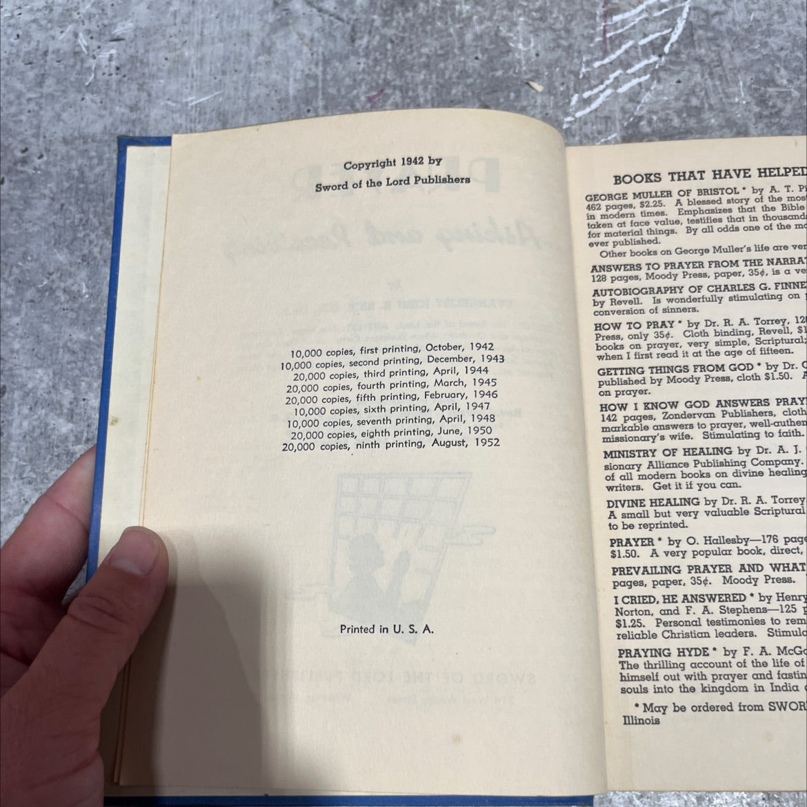 prayer: asking and receiving book, by evangelist john r. rice, d.d., litt.d., 1948 Hardcover image 3