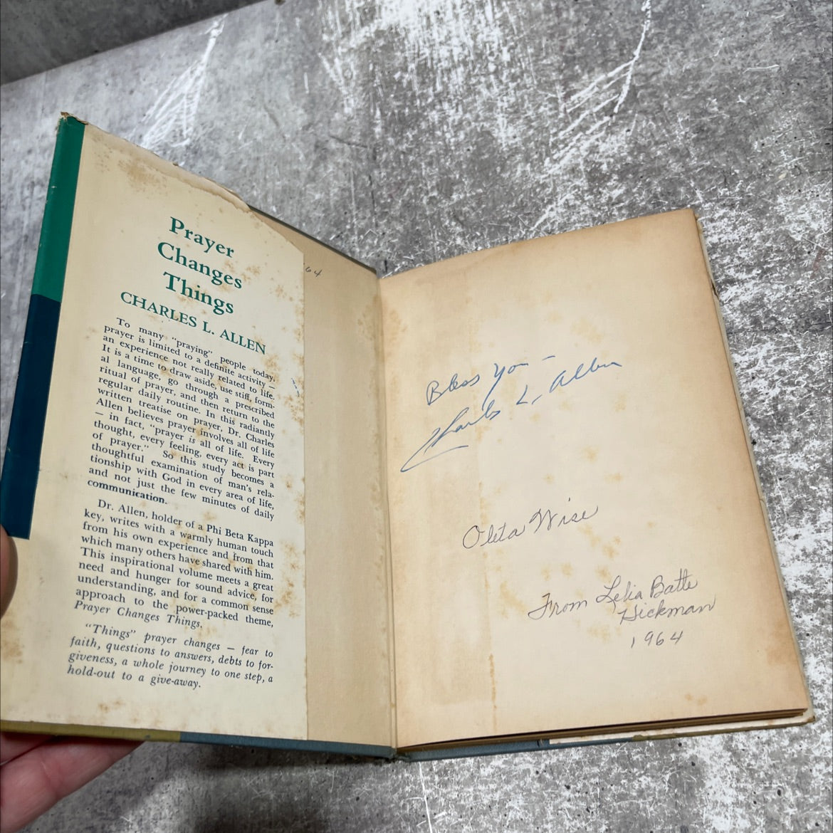 SIGNED prayer changes things book, by charles l. allen, 1964 Hardcover, Vintage image 4