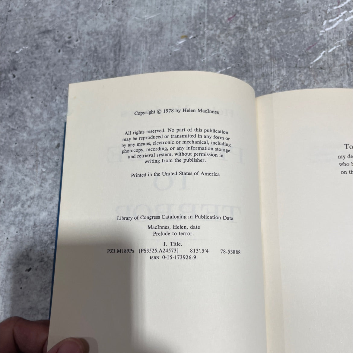 prelude to terror book, by helen macinnes, 1978 Hardcover image 3