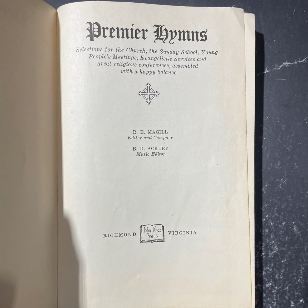 premier hymns selections for the church book, by r. e. magill, 1926 Hardcover image 2