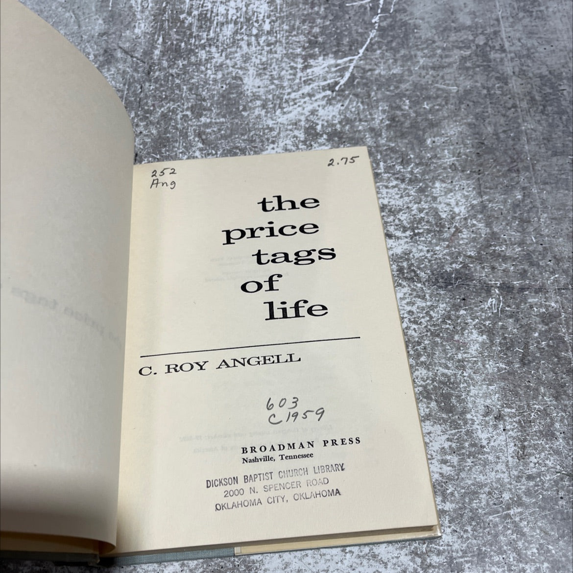 price tags of life book, by c. roy angell, 1959 Hardcover image 2
