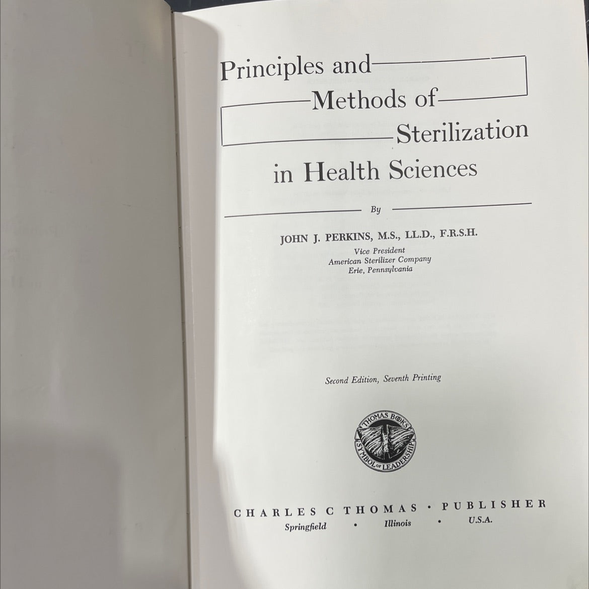 principles and methods of sterilization in health sciences book, by john j. perkins, 1982 Hardcover image 2