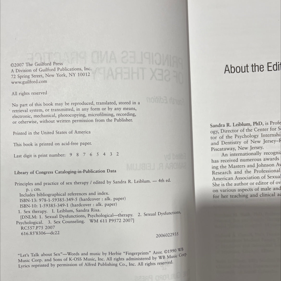 principles and practice of sex therapy book, by sandra r. leiblum, 2007 Hardcover image 3