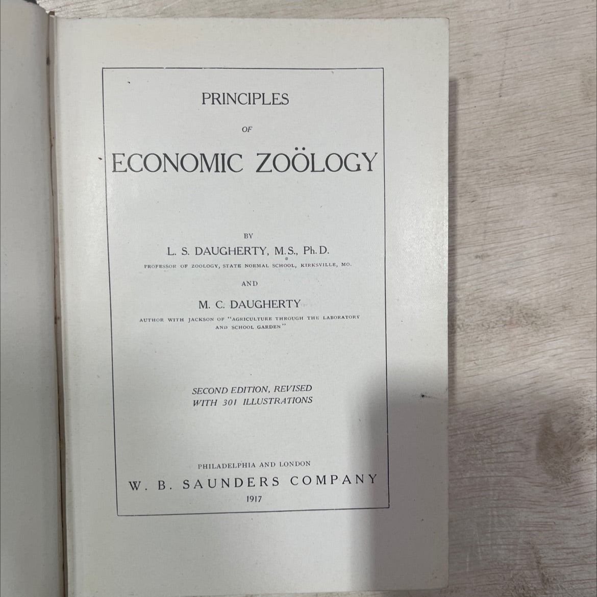 principles of economic zoölogy book, by l. s. daugherty, m.s., ph. d. and m. c. daugherty, 1917 Hardcover, Antique image 2