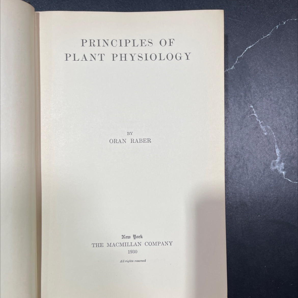 principles of plant physiology book, by oran raber, 1930 Hardcover image 2
