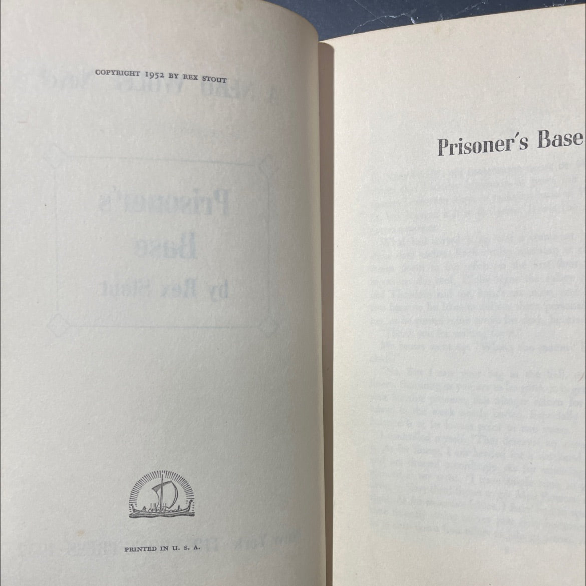 prisoner's base book, by rex stout, 1952 Hardcover image 3