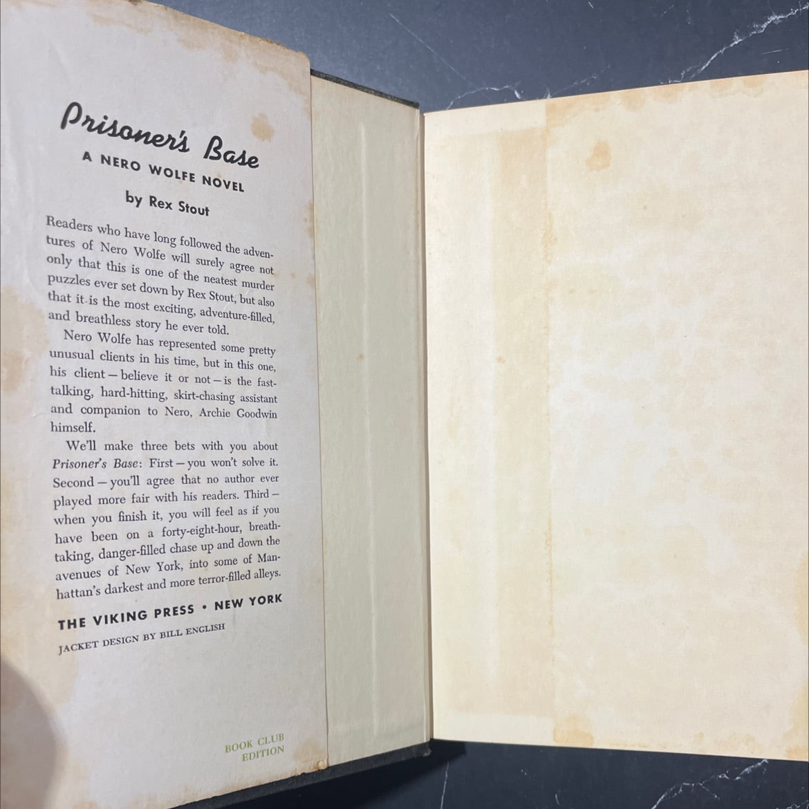 prisoner's base book, by rex stout, 1952 Hardcover image 4
