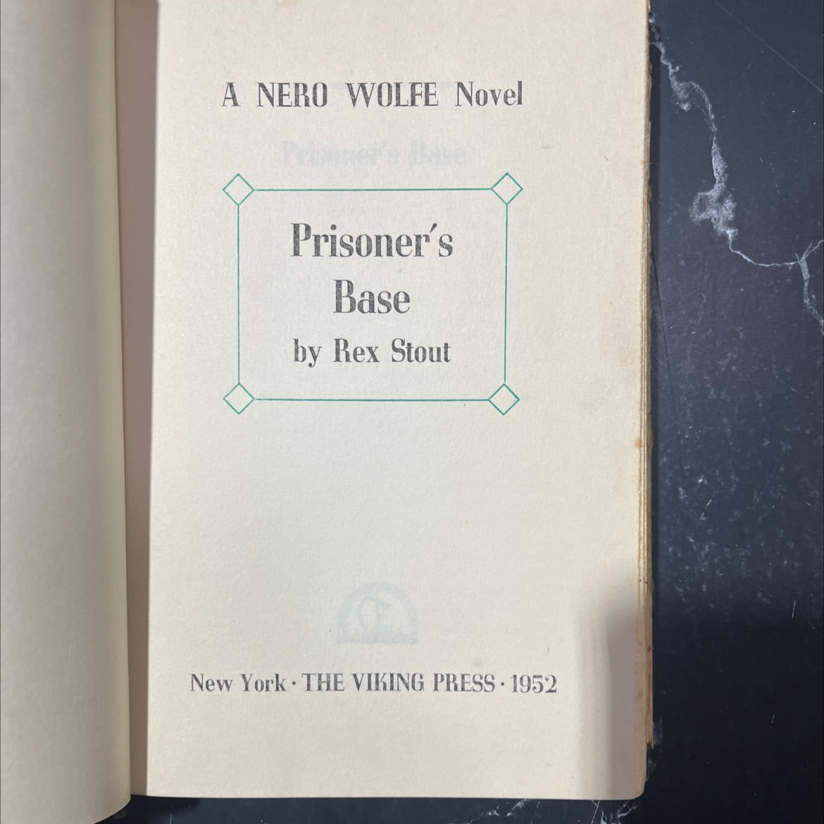 prisoner's base book, by rex stout, 1952 Hardcover image 2