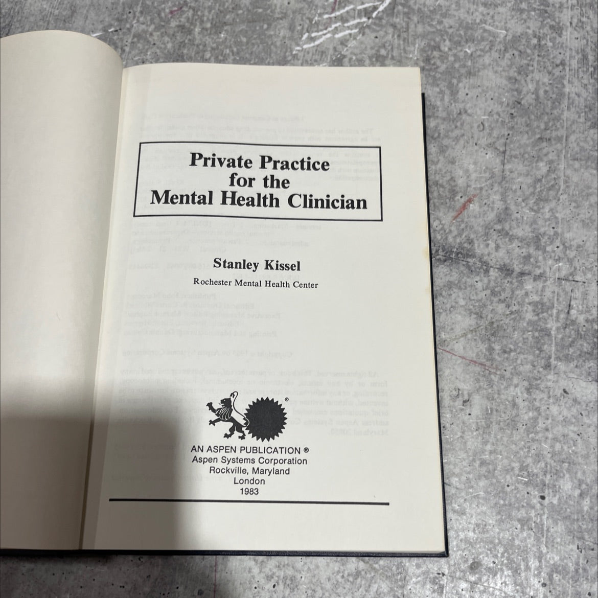 private practice for the mental health clinician book, by stanley kissel, 1983 Hardcover image 2