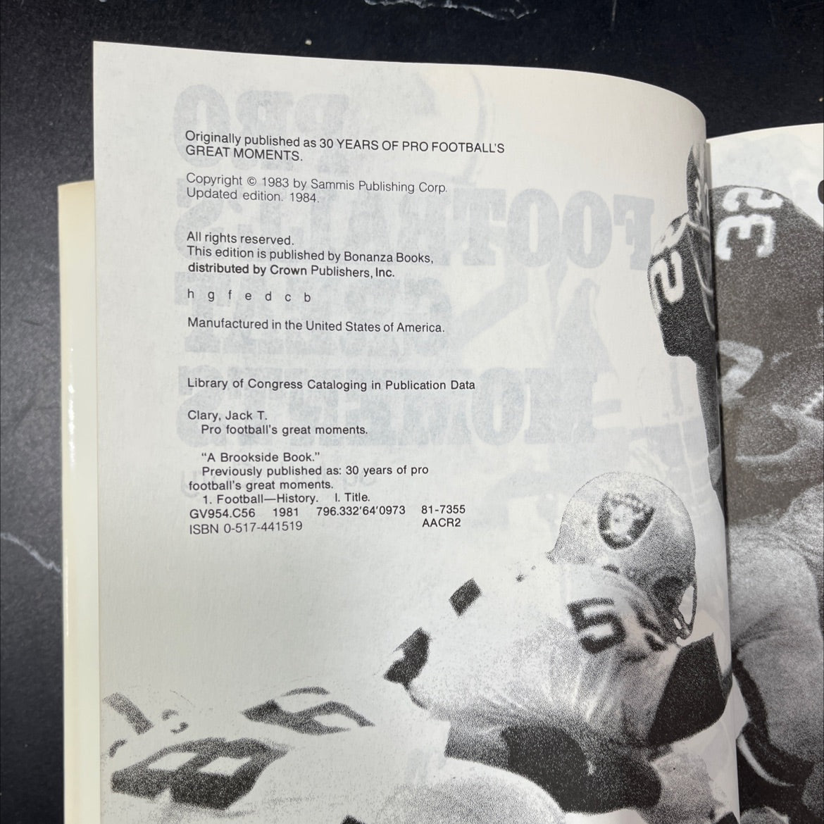 pro football's great moments book, by Jack Clary, 1984 Hardcover, Vintage image 3