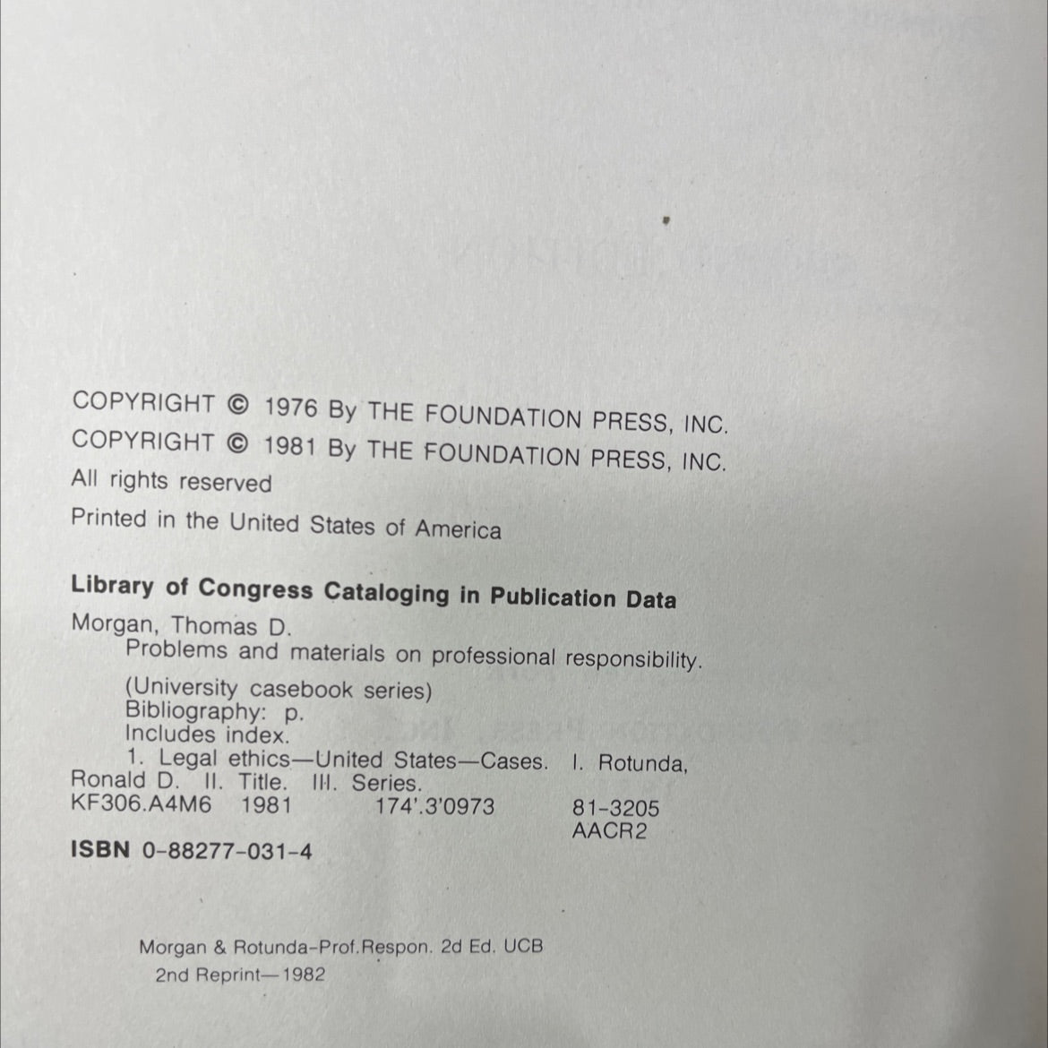 problems and materials on professional responsibility book, by thomas d. morgan, ronald d. rotunda, 1981 Hardcover image 3