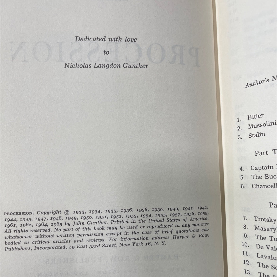 procession book, by john gunther, 1965 Hardcover image 3