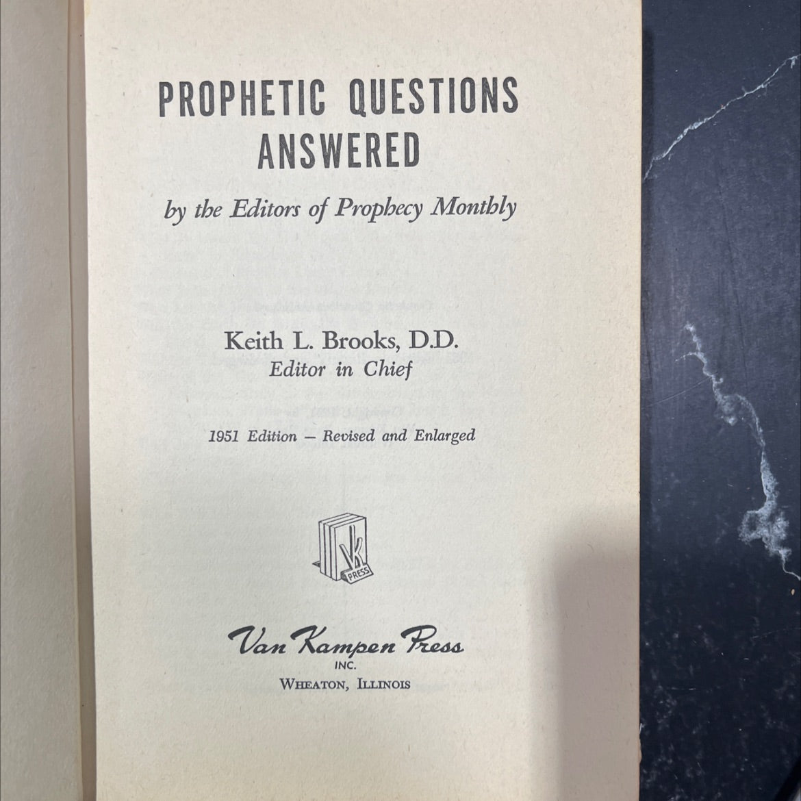 prophetic questions answered book, by editors of prophecy monthly, 1951 Hardcover image 2