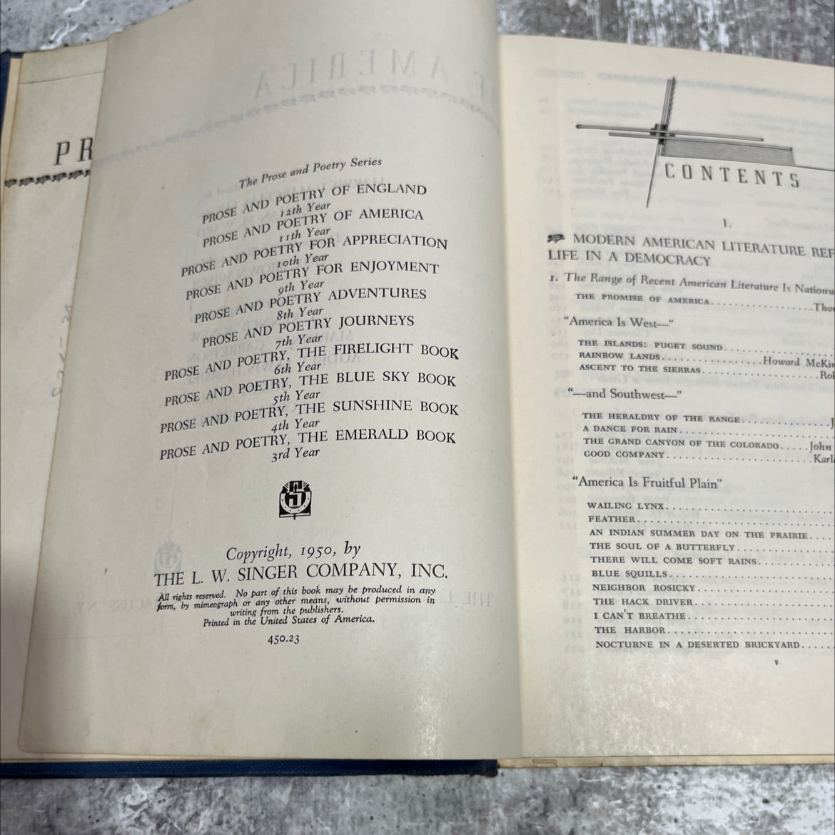 prose and poetry of america fourth edition book, by harriet marcelia lucas, herman m. ward, 1950 Hardcover image 3