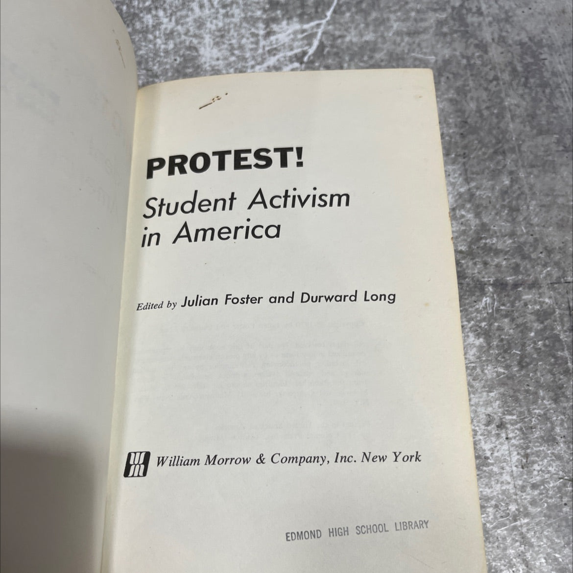 protest! student activism in america book, by julian foster and durward long, 1970 Hardcover image 2